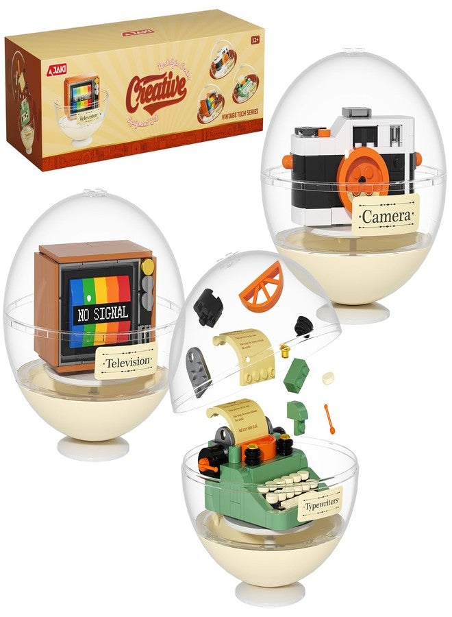 JAKI Typewriter Camera Television Building Toys, Retro Classic Series Building Blocks Set with Dust Cover, Collectible Vintage Display Model Office Room Decor - Image 1